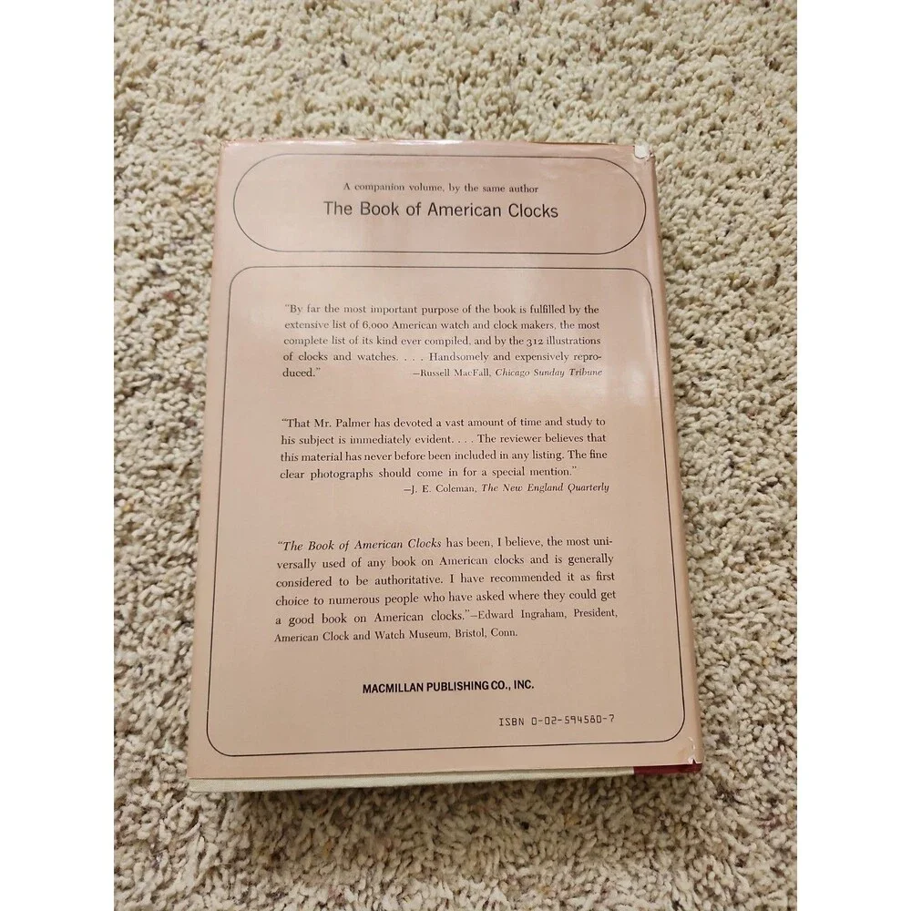 A Treasury Of American Clocks Brooks Palmer 1977 HC Dust Jacket Ninth Printing